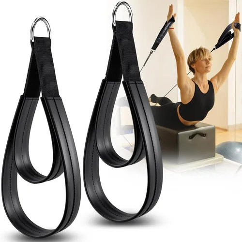 Vista 12 de TOBWOLF 2PCS Pilates Straps for Reformer, Double Loop D Ring Foot Hand