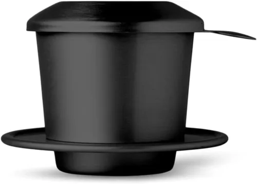 Vista 2 de Birdee Gotero de café vietnamita de aluminio – Negro, 6 onzas, filtro Phin, ligero y portátil, perfecto para Ca Phe Sua Da, uso doméstico, viajes