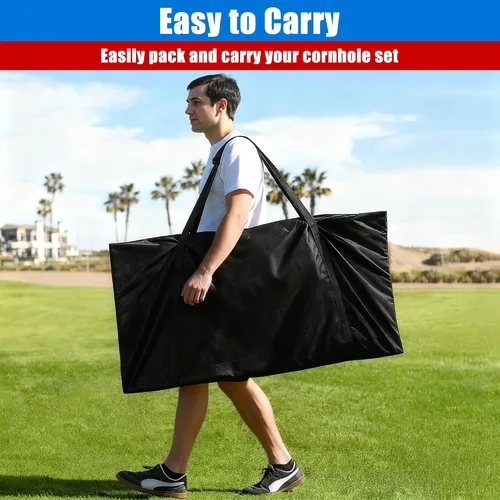 Vista 6 de JupiterForce Juego de cornhole portátil para juegos al aire libre, tableros de cornhole de madera maciza regulables con bolsa de transporte, 8
