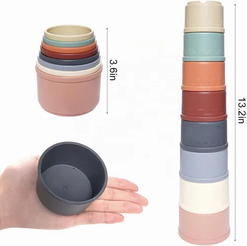 Vista 2 de 8 tazas apilables para conejos, juguetes de conejito multicolor de diferentes tamaños, vasos anidables para animales pequeños que ocultan comida