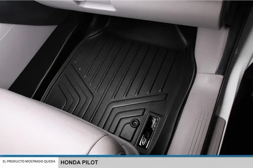 Vista 3 de SMARTLINER Juego de alfombrillas de piso de ajuste personalizado de 2 filas para Honda Pilot 2009-2015 Negro