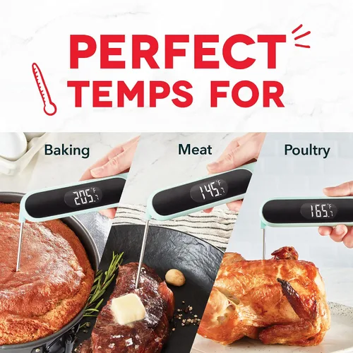Vista 4 de Dash Termómetro de lectura rápida de precisión, sonda de temperatura de carne con pantalla LCD para cocinar y hornear rápidos y precisos, resistente