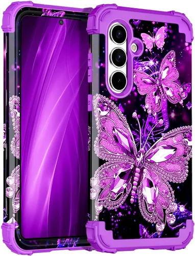 Vista 27 de Miqala Funda para Galaxy S21 FE 5G, brilla en la oscuridad, tres capas, resistente, protección a prueba de golpes, parachoques de plástico