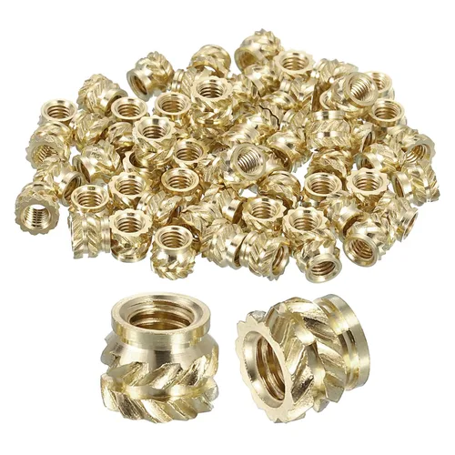 Vista 53 de uxcell Tuercas de inserción moleteadas, 100 piezas M1 x 1.5mm L x 2mm DE 3D Impresión de latón Tuercas de inserción roscadas hembras Insertos
