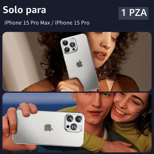 Vista 6 de Protector de lente de cámara para iPhone 15 Pro/iPhone 15 Pro Max, cubierta de cámara de aleación de metal con accesorios de protector de pantalla