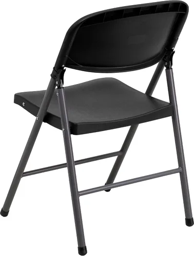 Vista 5 de Flash Furniture HERCULES Series Silla plegable de plástico negro con marco de carbón de 330 libras
