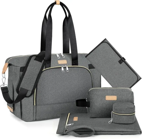Vista 11 de ITIEZY Bolsa de pañales tipo tote para bebé - Bolsa grande para mamá con cambiador portátil, estuche para chupete, bolsas de hospital, bolsa