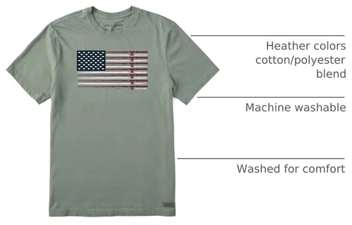 Vista 3 de Life is Good Camiseta de Manga Corta Crusher Tee para Hombre Bandera de pesca - Verde musgo