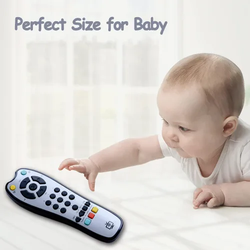 Vista 5 de Juguete de control remoto de TV musical para niños con luz y sonido suaves, volumen ajustable, educación temprana, juguete de regalo con inglés