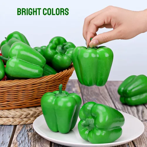 Vista 5 de Gresorth 8pcs Artificial Big Bell Pimienta Verde Decoración Vegetal Falso Casa Gabinete de Cocina