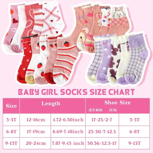Vista 3 de Bencailor 20 pares de calcetines de algodón con estampado de dibujos animados para niños y niñas