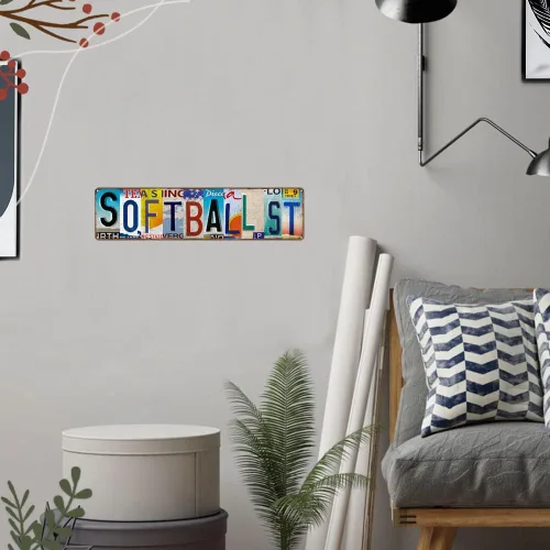 Vista 7 de Letreros de lata de softball Street para decoración del hogar, letrero de softbol para fanáticos de softbol, tono rápido, letrero de calle