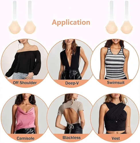 Vista 5 de Invisilift - Brasier para mujer con levantamiento de pecho instantáneo, brasier autoadhesivo invisible