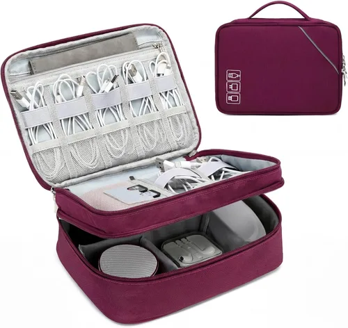 Vista 18 de Lanola Organizador Electrónico, Bolsa Organizadora de Cables de Viaje Funda para Accesorios Electrónicos Estuche de Transporte Bolsa de 2-negro