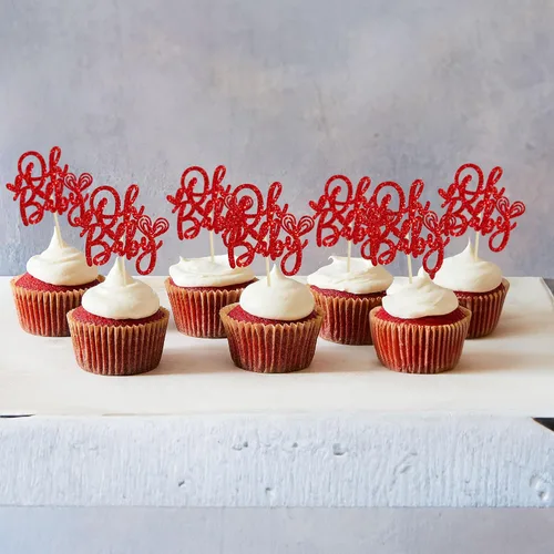 Vista 55 de Ephlyn 24 adornos para cupcakes con purpurina para el día de San Valentín, dulce amor, corazón, día de San Valentín, decoración para cupcakes