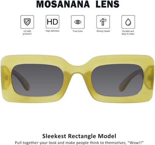 Vista 4 de mosanana Gafas de sol rectangulares de moda para mujeres y hombres, modelo Trimble