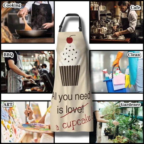 Vista 8 de Delantal de hornear para hombres, All You Need Is a Cupcake Craft Delantales para mujeres para cocina, cocina, restaurante, barbacoa, pintura