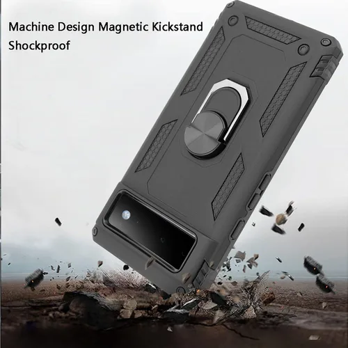Vista 4 de Funda compatible con Google Pixel 6, funda para Google Pixel6, soporte magnético de anillo para dedo, soporte de grado militar, funda para teléfono