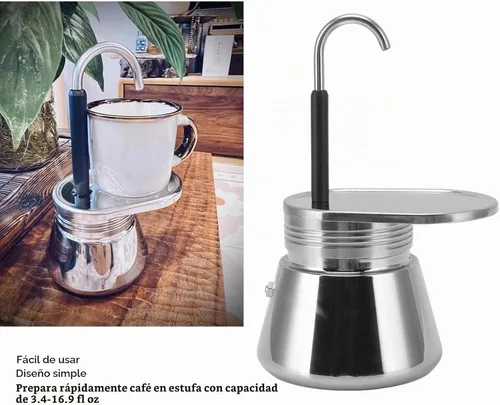 Vista 3 de GOWENIC Cafetera italiana de acero inoxidable, olla portátil de gran capacidad, 101 a 16.9 fl oz