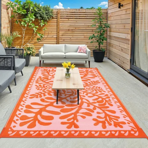 Vista 18 de Anidaroel Alfombra de área para exteriores para patio, 4 x 6 pies, impermeable, reversible, alfombra de paja de plástico para exteriores, alfombra