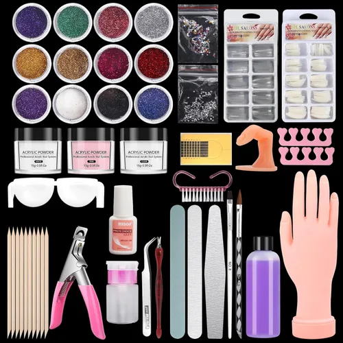 Vista 8 de Mano de práctica de uñas para uñas acrílicas, kits de entrenamiento de práctica de mano de uñas flexibles, mano de uñas postizas de goma