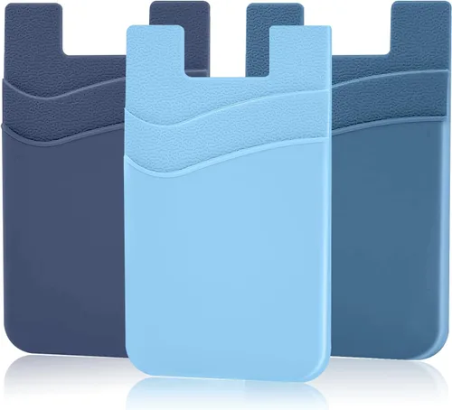 Vista 12 de SS Billetera negra para teléfono, tarjetero adhesivo para iPhone, Samsung Galaxy y cualquier teléfono inteligente, paquete de 3 Negro Negro Negro