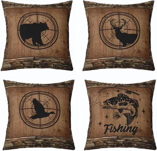 Vista 25 de Feelyou Fundas de Almohada Decorativas de León 16"x16" Juego de 4 Funda de Cojín Suave de Tigre Decoración de Lobo Funda de Almohada de Leopardo