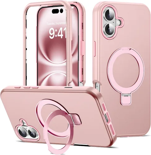 Vista 26 de Funda compatible con iPhone 13 y 14 de 6.1 pulgadas con soporte de anillo magnético [protección militar contra caídas] [compatible con Mag-Safe]