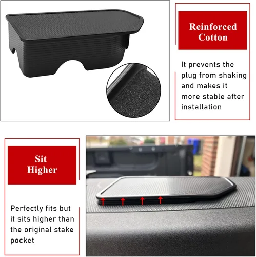 Vista 6 de TTCR-II Cubiertas para orificios de estaca para riel de cama GMC Sierra y Chevy Silverado 2014-2018, cubiertas de bonneau para camiones para Sierra