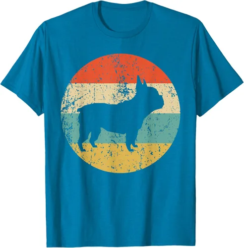 Vista 10 de Camiseta de perro retro de Bulldog Francés Negro