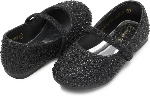 Vista 7 de DREAM PAIRS Mary Jane Zapatos de vestir para niñas pequeñas, zapatos planos de ballet para niña de las flores con diamantes de imitación, zapatos