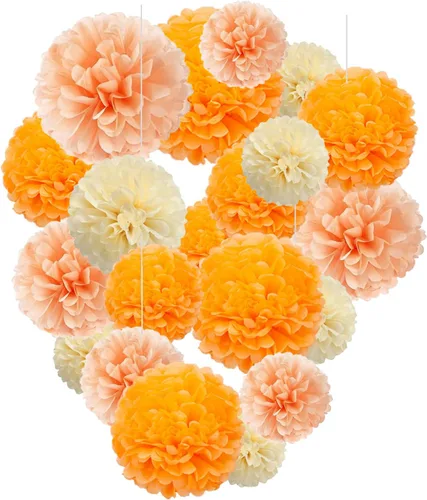 Vista 8 de Capesaro Pompones de Papel Dorado y Negro - 10", 12" Decoraciones de Papel Tisú para Decoración Colgante de Fiestas - Juego de 12 Piezas