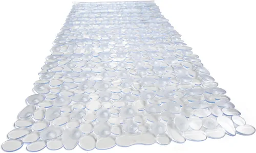 Vista 47 de Alfombra antideslizante para bañera y ducha "Pebbles" de 27 x 14 pulgadas, ovalada, no tóxica, segura, limpia, lavable a máquina, agarre y drenaje