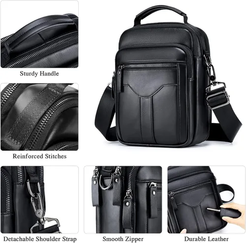 Vista 5 de BAIGIO Men's Genuine Leather Shoulder Bag Messenger Briefcase CrossBody Handbag Satchel Travel bag