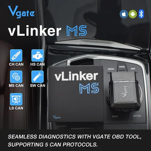Vista 6 de Vgate vLinker MS Bluetooth OBD2 - Herramienta de escaneo de automóvil para iPhone/iOS, Android y Windows, admite múltiples protocolos CAN