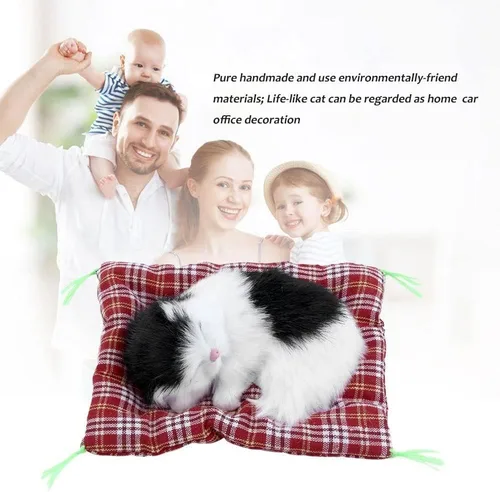Vista 3 de Simulación de gato encantador hacer sonidos muñeca lindo dormir gatos de peluche en tapete decoraciones de peluche gran regalo