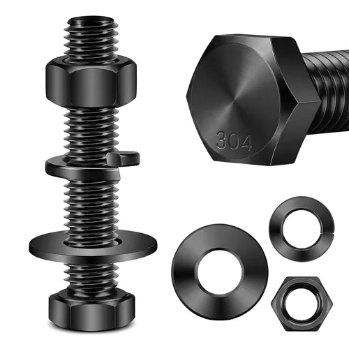 Vista 9 de Mellewell Pernos de cabeza hexagonal de 1/2-13 x 1-1/2 pulgadas con tuercas hexagonales y arandelas planas gruesas y de seguridad, totalmente