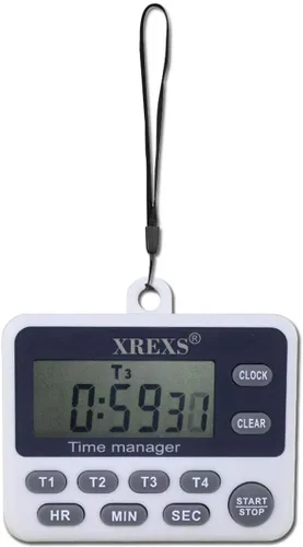 Vista 7 de XREXS Reloj digital de temporizador de cocina de 4 canales con pantalla LCD grande, 4 grupos de temporizador simultáneo de cuenta regresiva