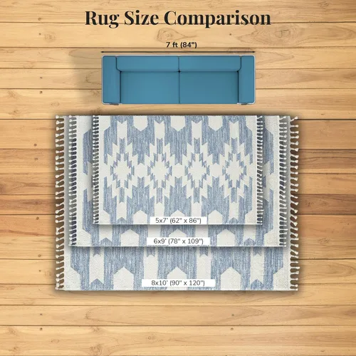 Vista 5 de LUXE WEAVERS Ibiza Collection 8068 - Alfombra geométrica suroeste, color azul, 5 x 7