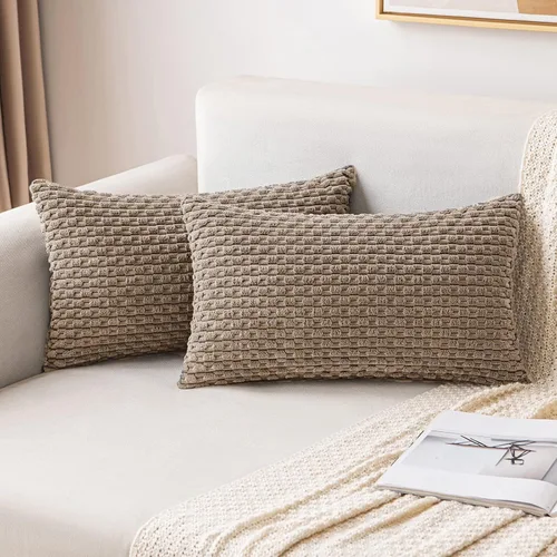 Vista 46 de MIULEE - Juego de 2 fundas decorativas cuadradas para cojines, de pana suave y con estilo campestre bohemio a rayas para decorar hogar, sofá, cama