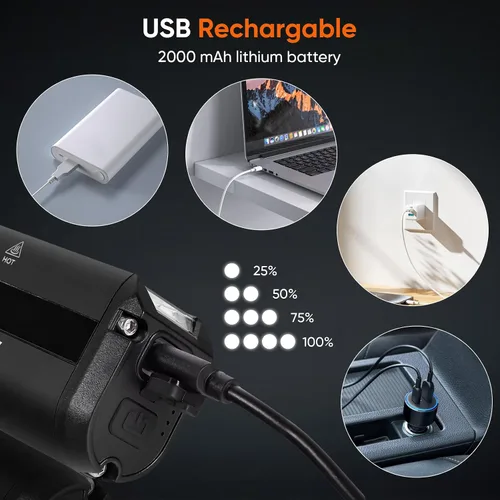 Vista 6 de Suruid Luz LED súper brillante para bicicleta, faro de bicicleta recargable USB, faro de bicicleta impermeable, faro de bicicleta impermeable, luz