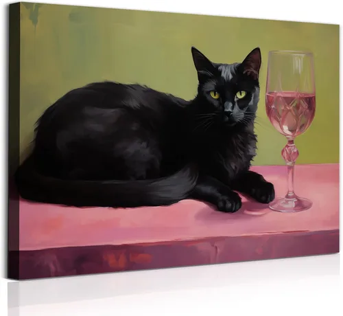 Vista 10 de Lienzo abstracto de gato para pared, impresiones de animales vintage, imágenes divertidas de gatos, animales bebiendo café, arte de pared de gatos