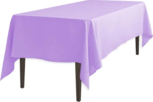 Vista 18 de Linenlanding Mantel rectangular de 60 x 102 pulgadas para mesa circular para bodas, mesas de bufé, fiestas, cenas de vacaciones (1, azul bebé)