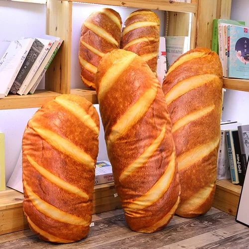 Vista 5 de Levenkeness - Almohada de pan 3D de simulación, cojín lumbar suave, peluche relleno de pan para tostadas con mantequilla, juguete para decoración