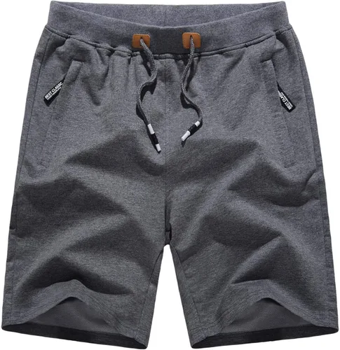 Vista 2 de CRYSULLY Pantalones cortos de algodón para hombre con bolsillos con cremallera
