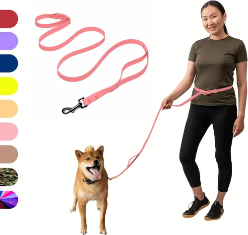 Vista 12 de Correa de perro resistente manos libres para perros medianos a grandes para correr cómodamente caminar Cierre de hebilla Mango acolchado suave