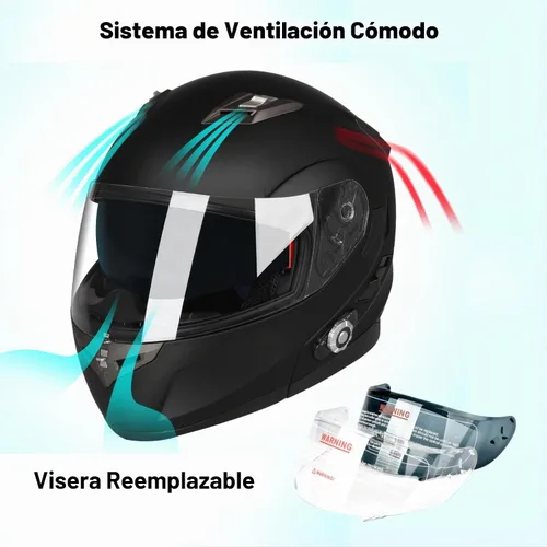 Vista 7 de FreedConn BM2-S Bluetooth Motorcycle Helmet, Flip-Up Modular Motorbike Helmet, 500M Connectivity for 2-3 Riders, Voice Dial