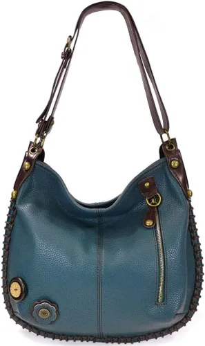 Vista 7 de Chala Bolsos de mano, estilo casual, suave, con hombro grande o bolso cruzado con llavero, color azul marino, Búho