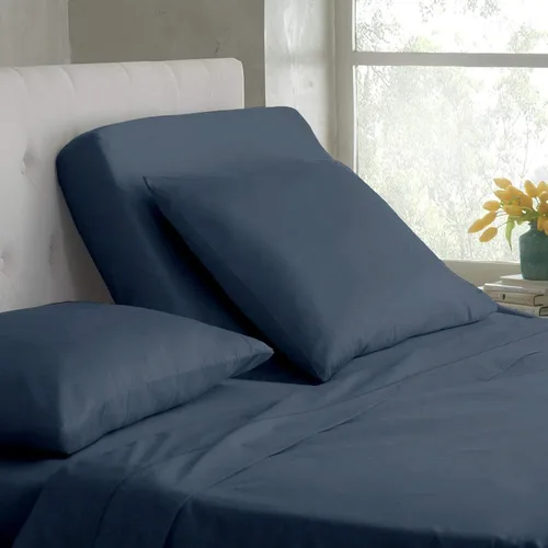 Vista 13 de Base de cama ajustable – Juego de sábanas de cabeza dividida superior tamaño Queen – Sábanas de 100% algodón egipcio sólido color azul aguamarina