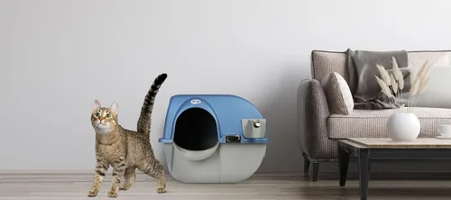 Vista 5 de Omega Paw Premium Roll 'n Clean - Caja de arena grande, gato, azul peral (PR-RA20-1)